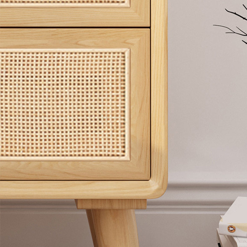 Wicker & Rattan Moderner Nachttisch Massivholz 2-Drawern-Aufbewahrung 22-Zoll-Nachttisch