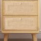 Wicker & Rattan Moderner Nachttisch Massivholz 2-Drawern-Aufbewahrung 22-Zoll-Nachttisch