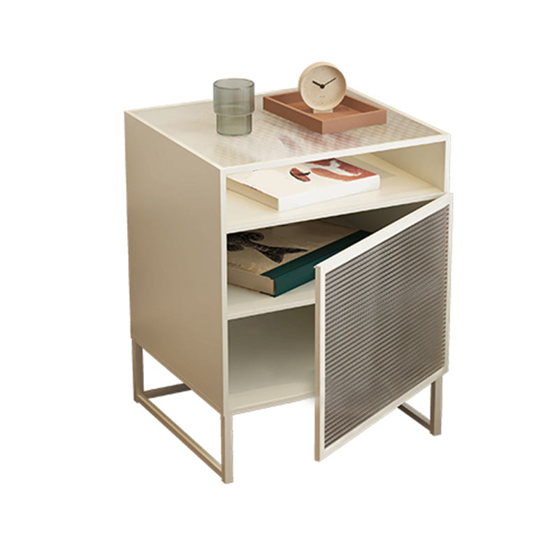 Modern 23 pollici H comodini galss top 1 gambe da tavolo da notte con porta