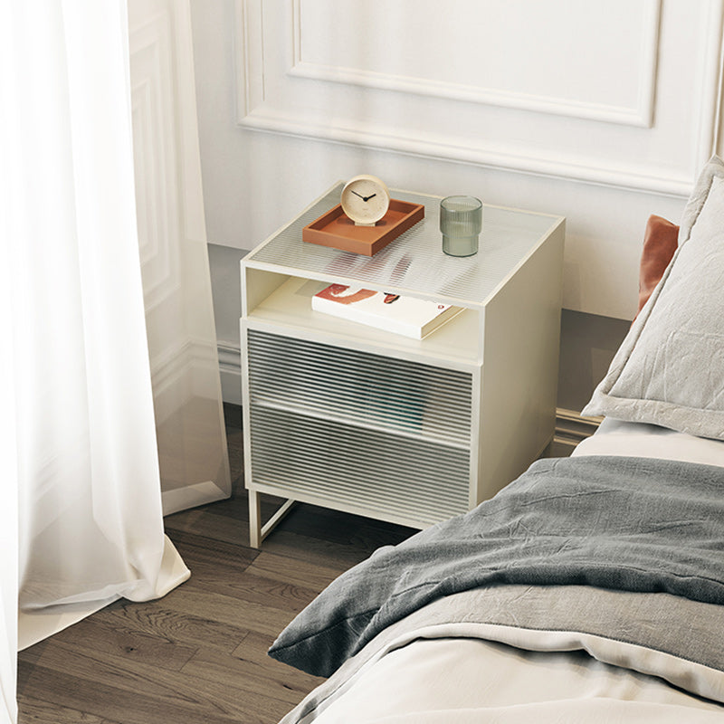 Modern 23 pollici H comodini galss top 1 gambe da tavolo da notte con porta