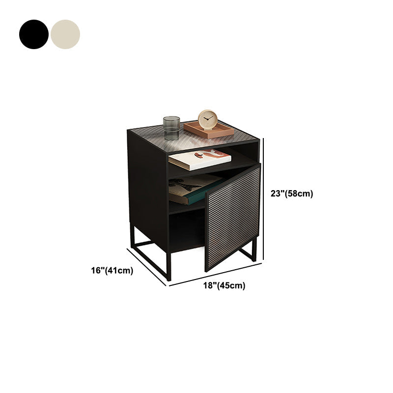 Modern 23 pollici H comodini galss top 1 gambe da tavolo da notte con porta