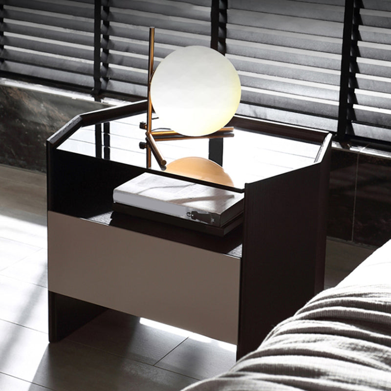 18 Zoll H Night Tischglas Top Offener Aufbewahrung 1-DRAWER-BET-Nachttisch
