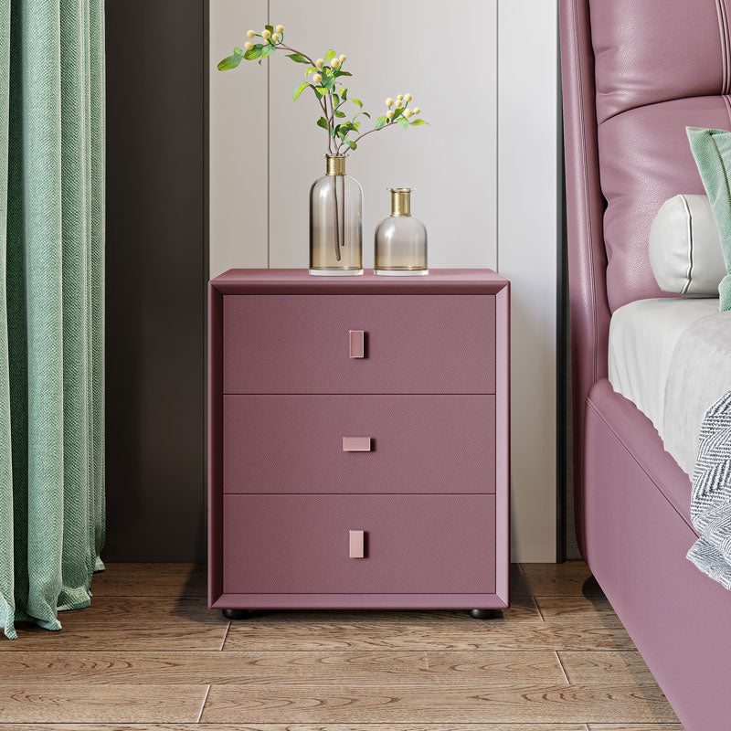 21 Zoll H-Bett Nachttisch 3-Drawer Faux Leder Massivholz Nachttisch