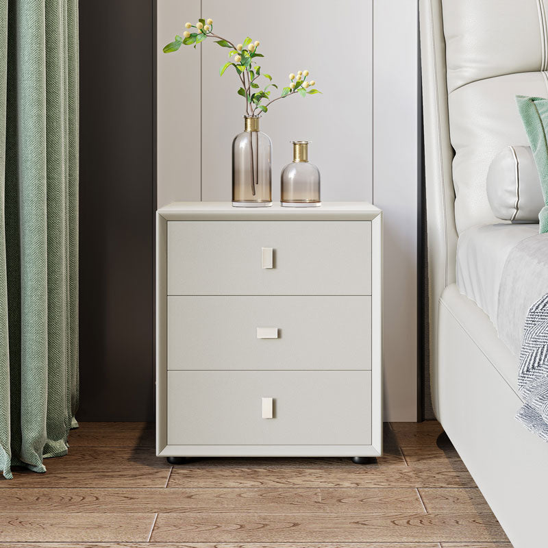 21 Zoll H-Bett Nachttisch 3-Drawer Faux Leder Massivholz Nachttisch