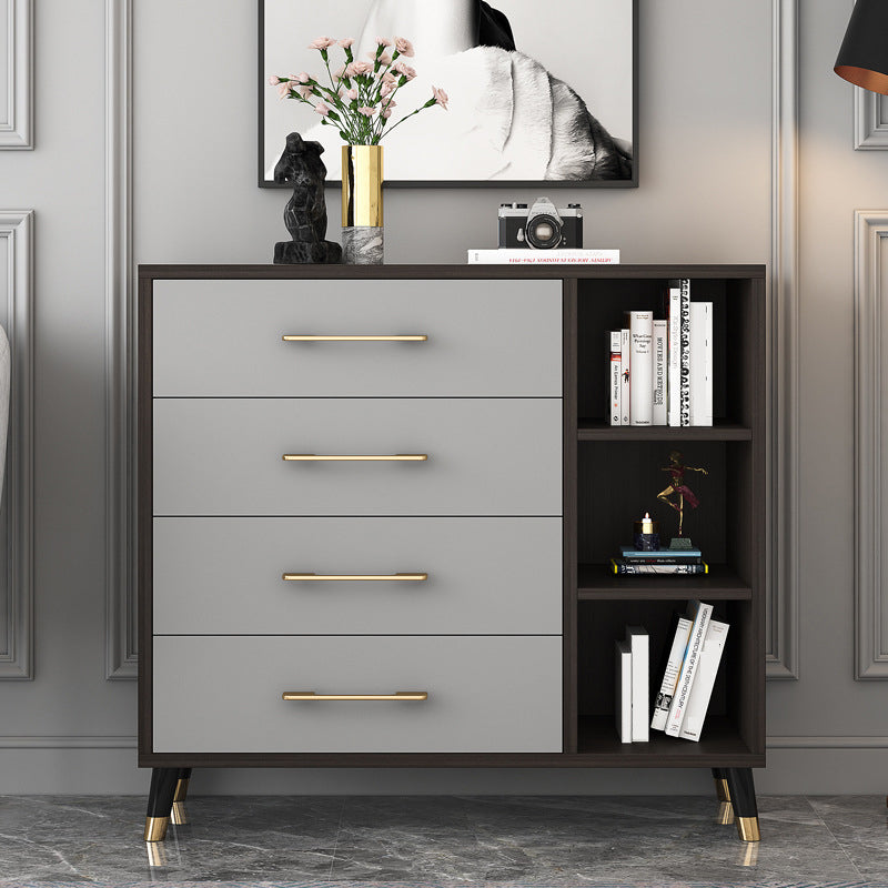 Classic Glam Wood Dresser Gray Soft-Close Lades Opbergkast