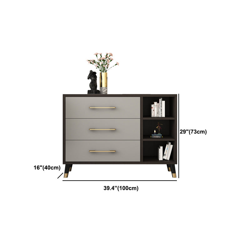 Classic Glam Wood Dresser Gray Soft-Close Lades Opbergkast