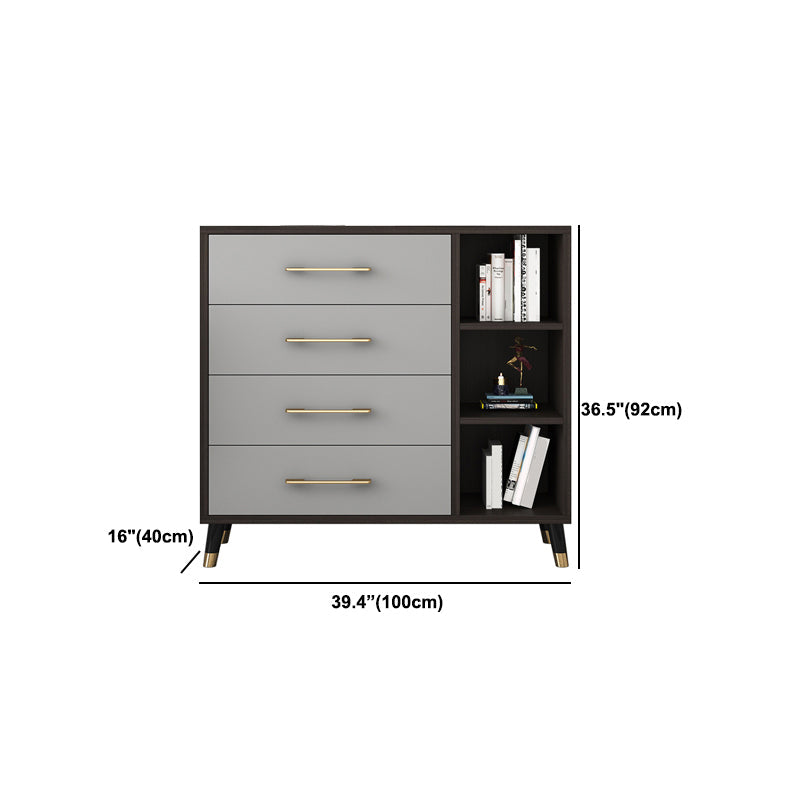 Classic Glam Wood Dresser Gray Soft-Close Lades Opbergkast