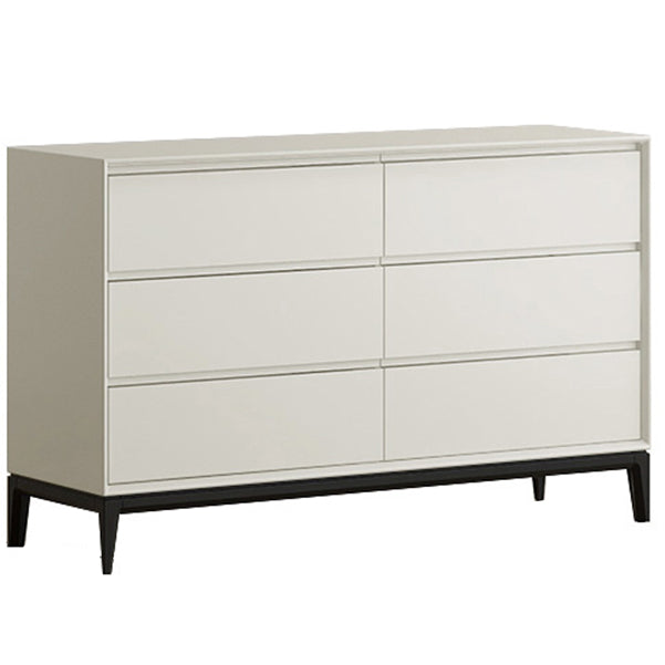 Poitrine de poitrine en bois gris clair / blanc / beige avec tiroirs pour chambre à coucher