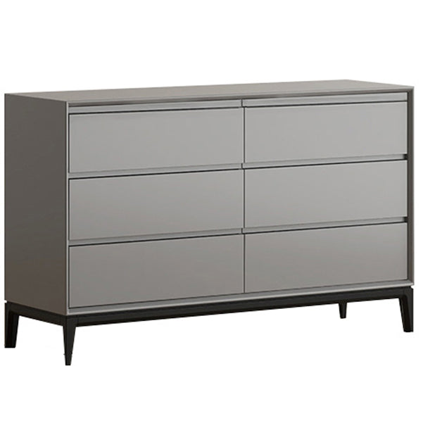 Poitrine de poitrine en bois gris clair / blanc / beige avec tiroirs pour chambre à coucher