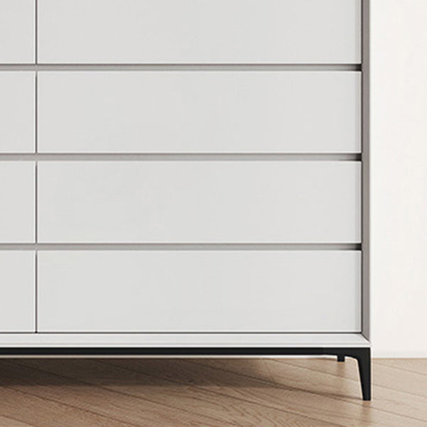 Poitrine de poitrine en bois gris clair / blanc / beige avec tiroirs pour chambre à coucher