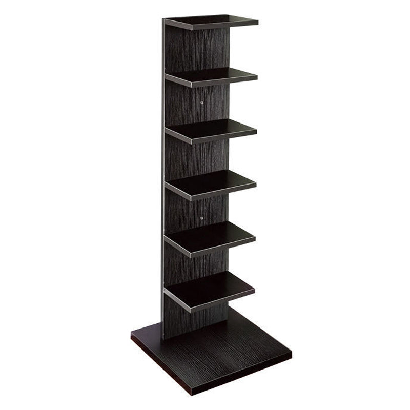 Contemporary 13.77" Wide Bookshelf Wood Geometric Shelf Bookcase 13.8"L x 13.8"W x 42.5"H Black Clearhalo 'Bookcases' 'furn' 'furn_bookcases' 'Furniture' 'Office Furniture' 5573673