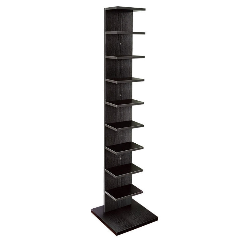 Contemporary 13.77" Wide Bookshelf Wood Geometric Shelf Bookcase 13.8"L x 13.8"W x 63.4"H Black Clearhalo 'Bookcases' 'furn' 'furn_bookcases' 'Furniture' 'Office Furniture' 5573679