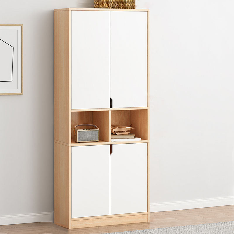 Closed Wooden Bookcase Modern Home Living Room Bedroom Standard Bookshelf 23.6"L x 11.8"W x 72.0"H White-Yellow Artificial Wood Clearhalo 'Bookcases' 'furn' 'furn_bookcases' 'Furniture' 'Office Furniture' 5574248