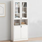 Closed Wooden Bookcase Modern Home Living Room Bedroom Standard Bookshelf 23.6"L x 11.8"W x 72.0"H White Artificial Wood with Glass Clearhalo 'Bookcases' 'furn' 'furn_bookcases' 'Furniture' 'Office Furniture' 5574250