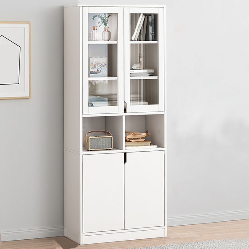 Closed Wooden Bookcase Modern Home Living Room Bedroom Standard Bookshelf 23.6"L x 11.8"W x 72.0"H White Artificial Wood with Glass Clearhalo 'Bookcases' 'furn' 'furn_bookcases' 'Furniture' 'Office Furniture' 5574250