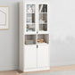 Closed Wooden Bookcase Modern Home Living Room Bedroom Standard Bookshelf 31.5"L x 11.8"W x 72.0"H White Artificial Wood with Glass Clearhalo 'Bookcases' 'furn' 'furn_bookcases' 'Furniture' 'Office Furniture' 5574253