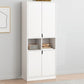 Closed Wooden Bookcase Modern Home Living Room Bedroom Standard Bookshelf 31.5"L x 11.8"W x 72.0"H White Artificial Wood Clearhalo 'Bookcases' 'furn' 'furn_bookcases' 'Furniture' 'Office Furniture' 5574262