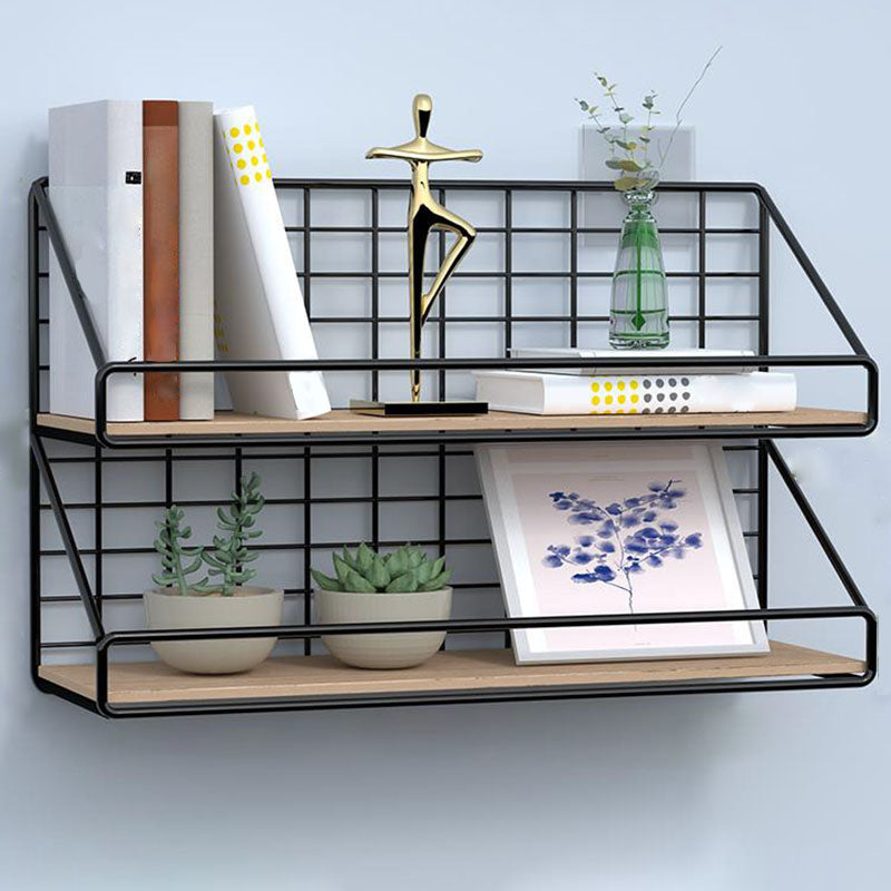 Modern Metal Bookcase, Geometric Bookshelf for Any Room, 6.5" W 17.7"L x 6.3"W x 16.1"H Black Clearhalo 'Bookcases' 'furn' 'furn_bookcases' 'Furniture' 'Office Furniture' 5574278