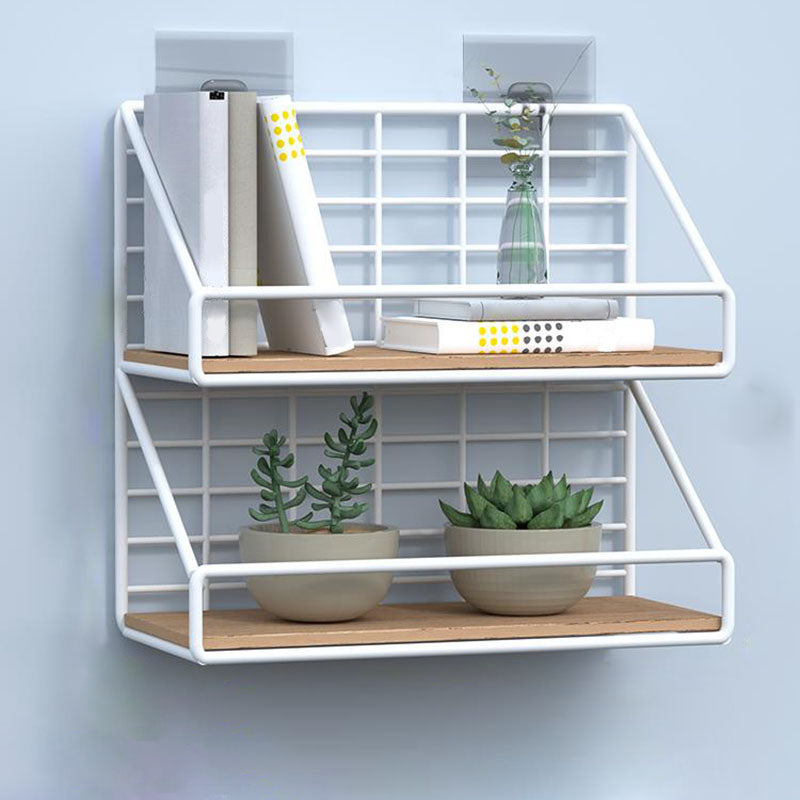 Modern Metal Bookcase, Geometric Bookshelf for Any Room, 6.5" W 9.8"L x 6.3"W x 16.1"H White Clearhalo 'Bookcases' 'furn' 'furn_bookcases' 'Furniture' 'Office Furniture' 5574286