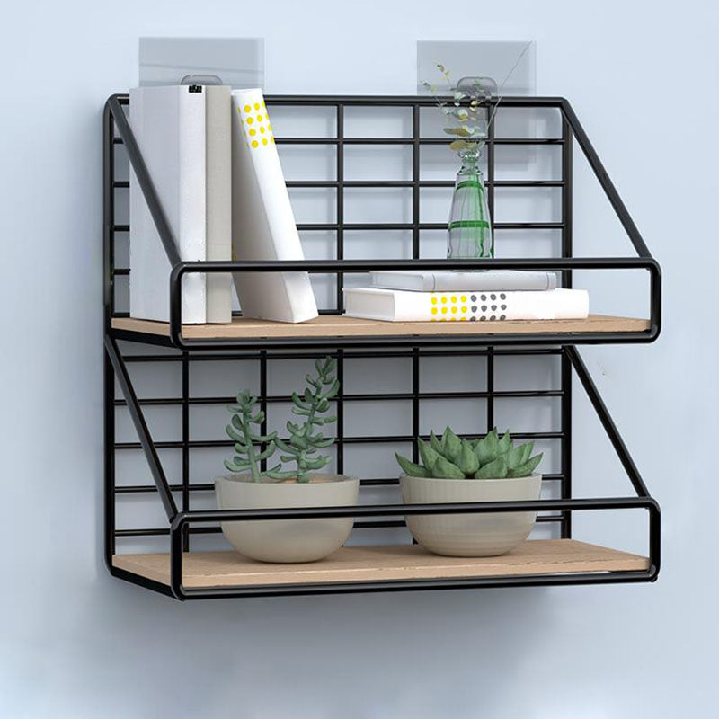 Modern Metal Bookcase, Geometric Bookshelf for Any Room, 6.5" W 9.8"L x 6.3"W x 16.1"H Black Clearhalo 'Bookcases' 'furn' 'furn_bookcases' 'Furniture' 'Office Furniture' 5574288