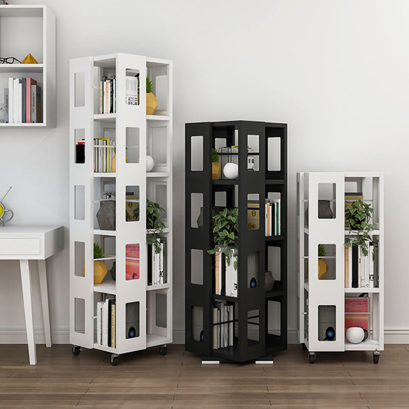Open Back Bookshelf Modern Metal Geometric Rotatable Bookcase