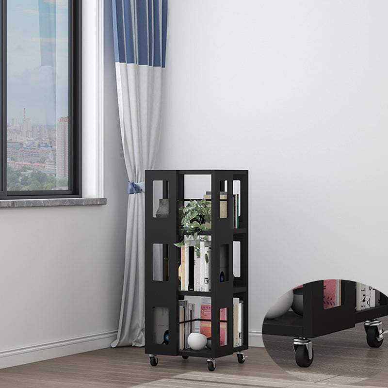 Open Back Bookshelf Modern Metal Geometric Rotatable Bookcase