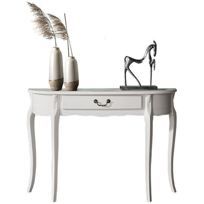 Mesa de consola moderna de mediados de siglo con 1 cajón y 4 piernas de madera