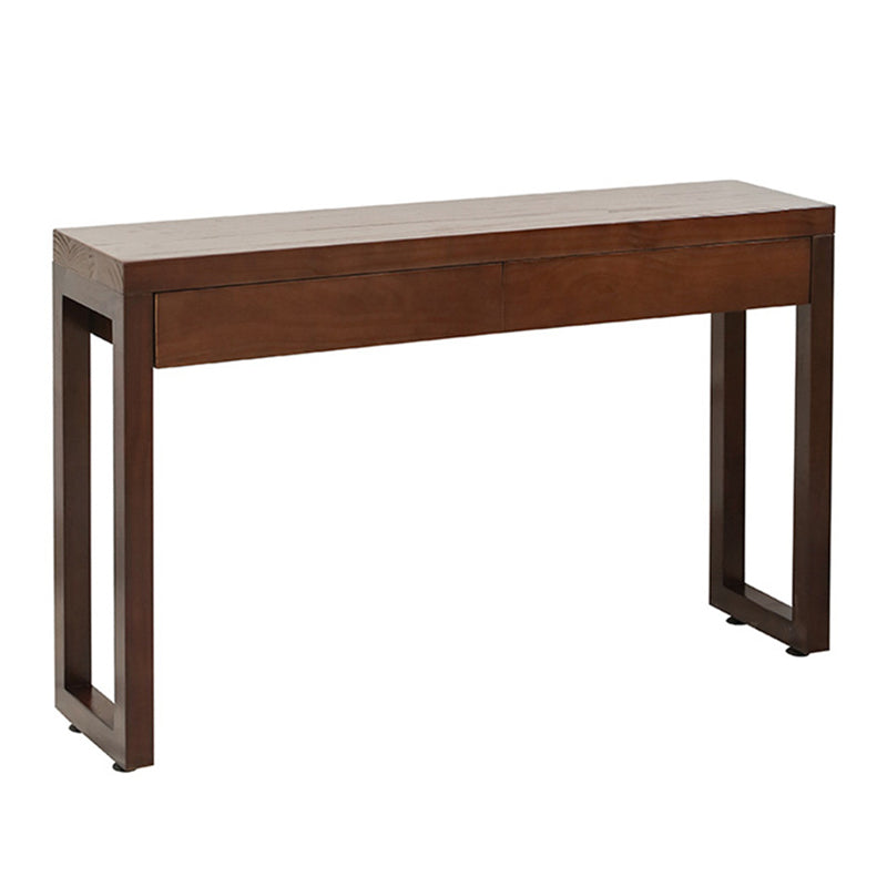 Tavolo di divano console con 2 cassetti nel tavolo console in legno marrone scuro