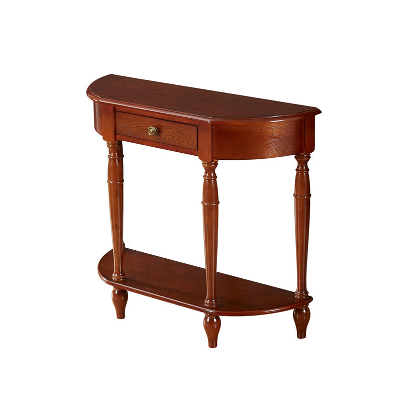 Mid-Century Modern Sofa Table Half Moon Floor Shelf Dark Brown Console Table Clearhalo 'Console Tables' 'console_tables' 'Entry & Mudroom Furniture' 'furn' 'furn_console_tables' 'Furniture' 5574638