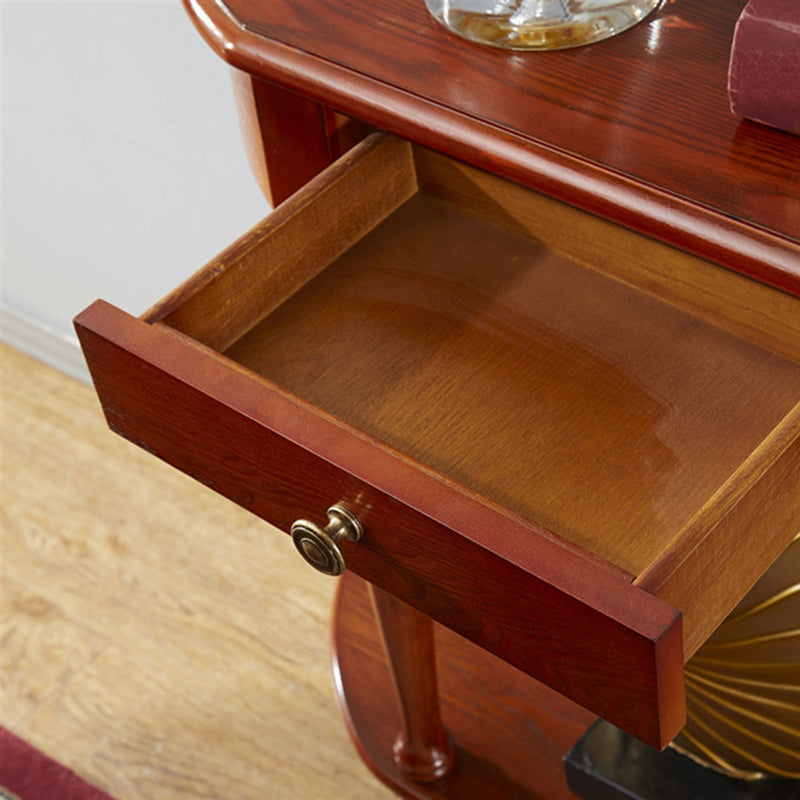 Mid-Century Modern Sofa Table Half Moon Floor Shelf Dark Brown Console Table Clearhalo 'Console Tables' 'console_tables' 'Entry & Mudroom Furniture' 'furn' 'furn_console_tables' 'Furniture' 5574640