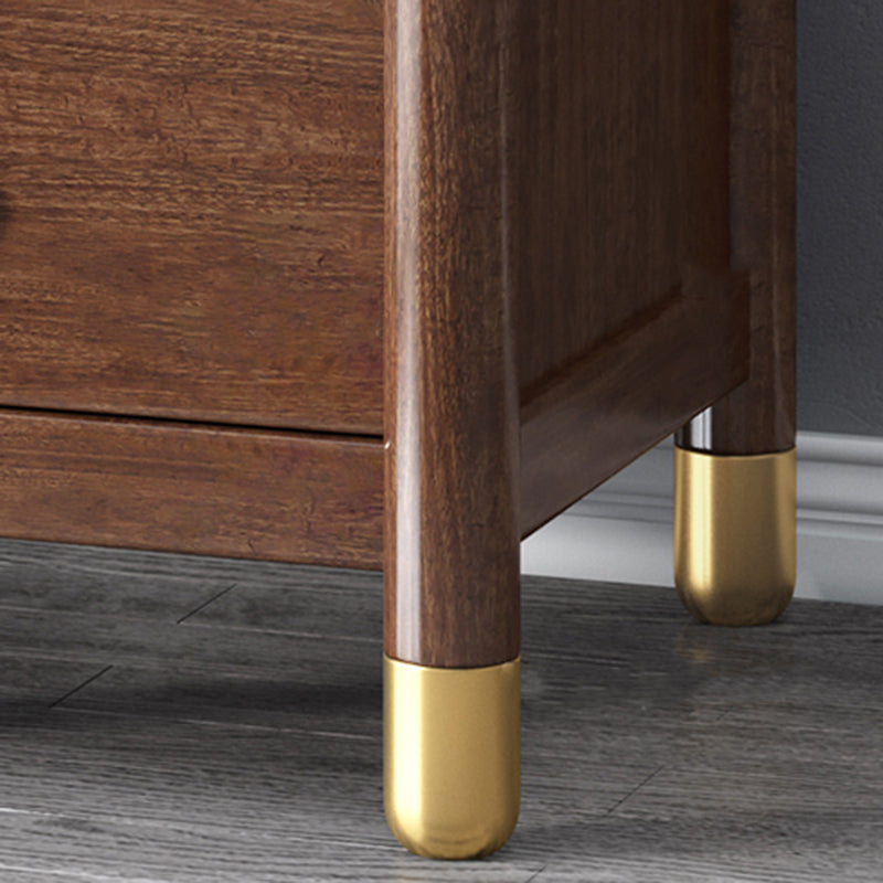 Moderni gambe in noce per il comodino in legno in legno massiccio incluso tavolo da notte in marrone