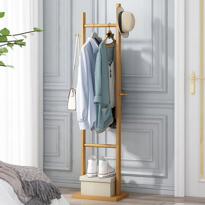 Gorgeous Free Standing Coat Rack Hanging Rail Hooks with Storage Shelf 13"L x 9"W x 64"H Natural Clearhalo 'Entry & Mudroom Furniture' 'furn' 'furn_hall_tree_coat_racks' 'Furniture' 'Hall Trees & Coat Racks' 'hall_tree_coat_racks' 5574882