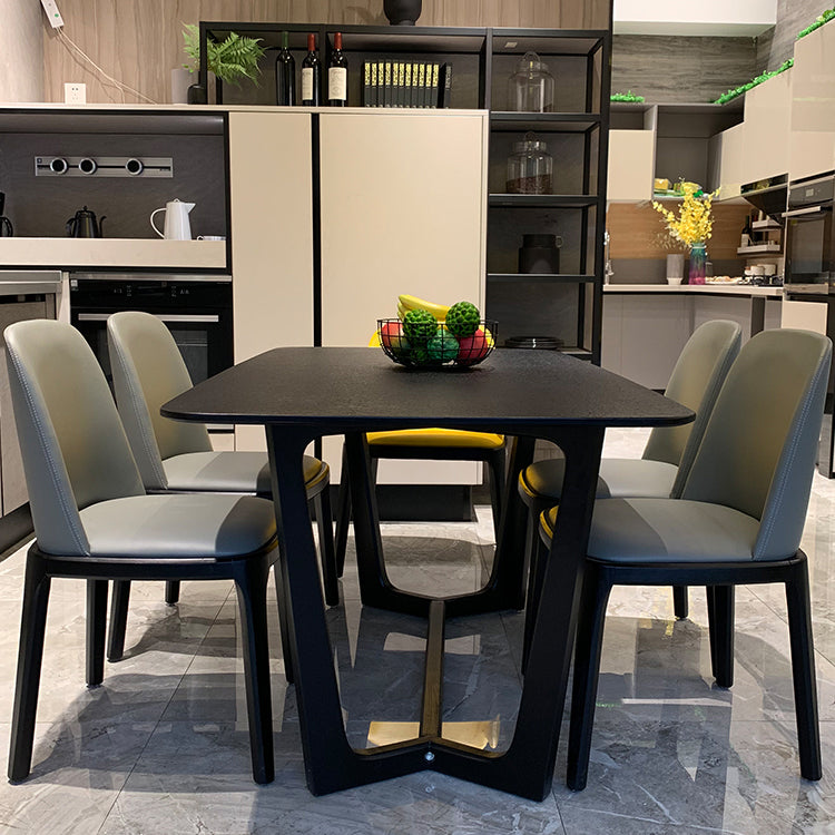 Table à manger rectangle Table à manger en pierre pénible avec base de chevalet