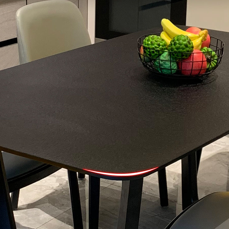 Table à manger rectangle Table à manger en pierre pénible avec base de chevalet