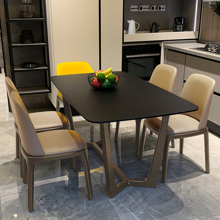 Table à manger rectangle Table à manger en pierre pénible avec base de chevalet