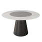 Solid Wood Pedestal Dining Table Oval Stone Top Dining Table in White
