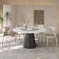 Solid Wood Pedestal Dining Table Oval Stone Top Dining Table in White