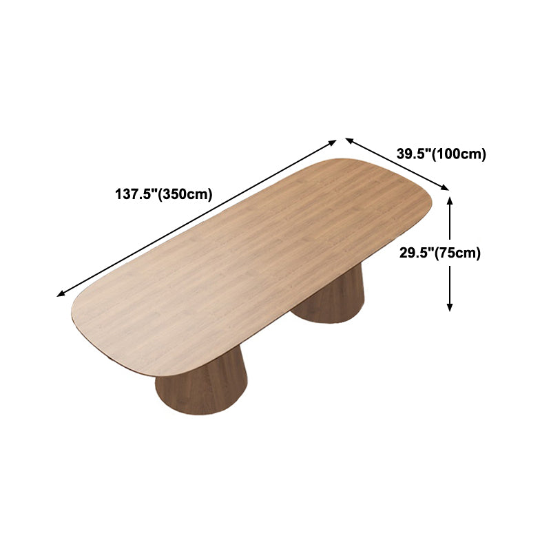 Contemporary Dining Table Pine Solid Wood Dining Table with Double Pedestal