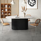 Oval Sintered Stone Dining Table Modern Home Dining Table with Wood Pedestal Base