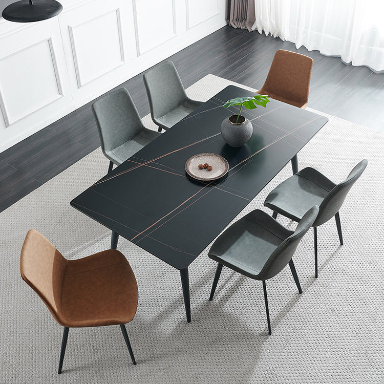 Industrial Rectangle Stone Table Standard Height Kitchen Room Table with 4 Legs