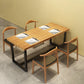 Black Metal Trestle Counter Table Industrial Rectangle Solid Wood Top Table 63"L x 31.5"W x 29.5"H Without Chairs Clearhalo 'Dining Tables & Seating' 'Dining Tables' 'dining_table' 'furn' 'furn_dining_table' 'Furniture' 'Kitchen & Dining Furniture' 5579984