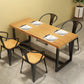 Black Metal Trestle Counter Table Industrial Rectangle Solid Wood Top Table 70.9"L x 31.5"W x 29.5"H Without Chairs Clearhalo 'Dining Tables & Seating' 'Dining Tables' 'dining_table' 'furn' 'furn_dining_table' 'Furniture' 'Kitchen & Dining Furniture' 5579985