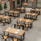 Black Metal Trestle Counter Table Industrial Rectangle Solid Wood Top Table Clearhalo 'Dining Tables & Seating' 'Dining Tables' 'dining_table' 'furn' 'furn_dining_table' 'Furniture' 'Kitchen & Dining Furniture' 5579987