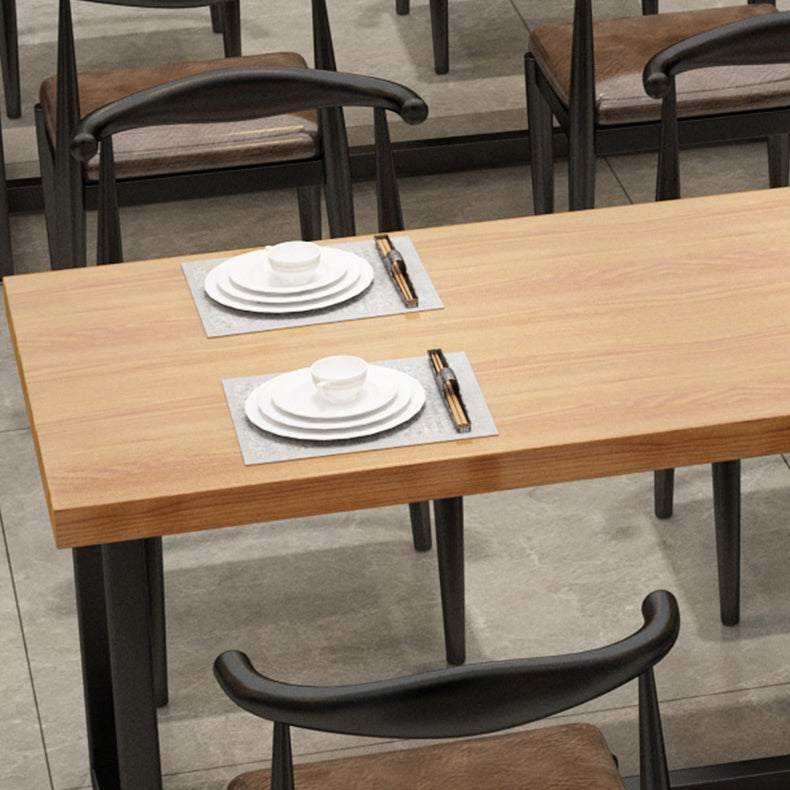 Black Metal Trestle Counter Table Industrial Rectangle Solid Wood Top Table Clearhalo 'Dining Tables & Seating' 'Dining Tables' 'dining_table' 'furn' 'furn_dining_table' 'Furniture' 'Kitchen & Dining Furniture' 5579989