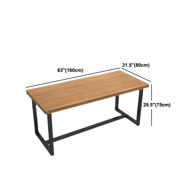Black Metal Trestle Counter Table Industrial Rectangle Solid Wood Top Table Clearhalo 'Dining Tables & Seating' 'Dining Tables' 'dining_table' 'furn' 'furn_dining_table' 'Furniture' 'Kitchen & Dining Furniture' 5579998