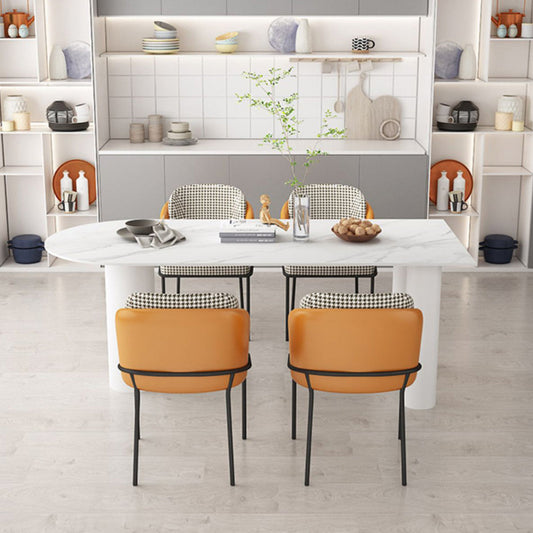 White Free Form Stone Dining Table Modern Furniture with Tripod  Base in Matte Finish