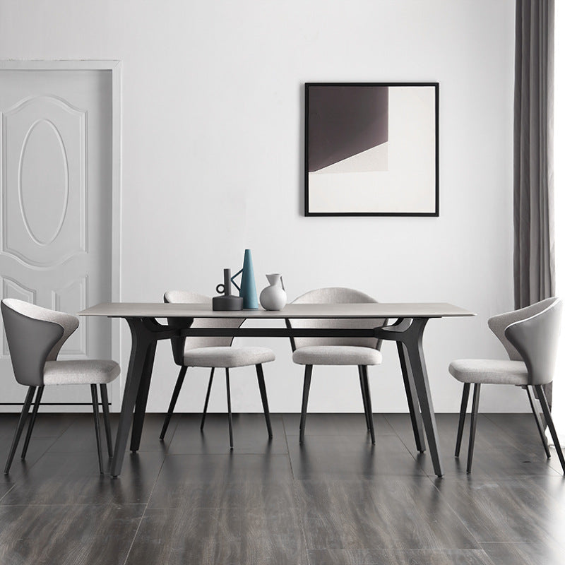 Gray Stone Top Table Rectangle Modern Dining Table with 4 Legs 55.1"L x 31.5"W x 29.5"H Without Chairs Clearhalo 'Dining Tables & Seating' 'Dining Tables' 'dining_table' 'furn' 'furn_dining_table' 'Furniture' 'Kitchen & Dining Furniture' 5580123