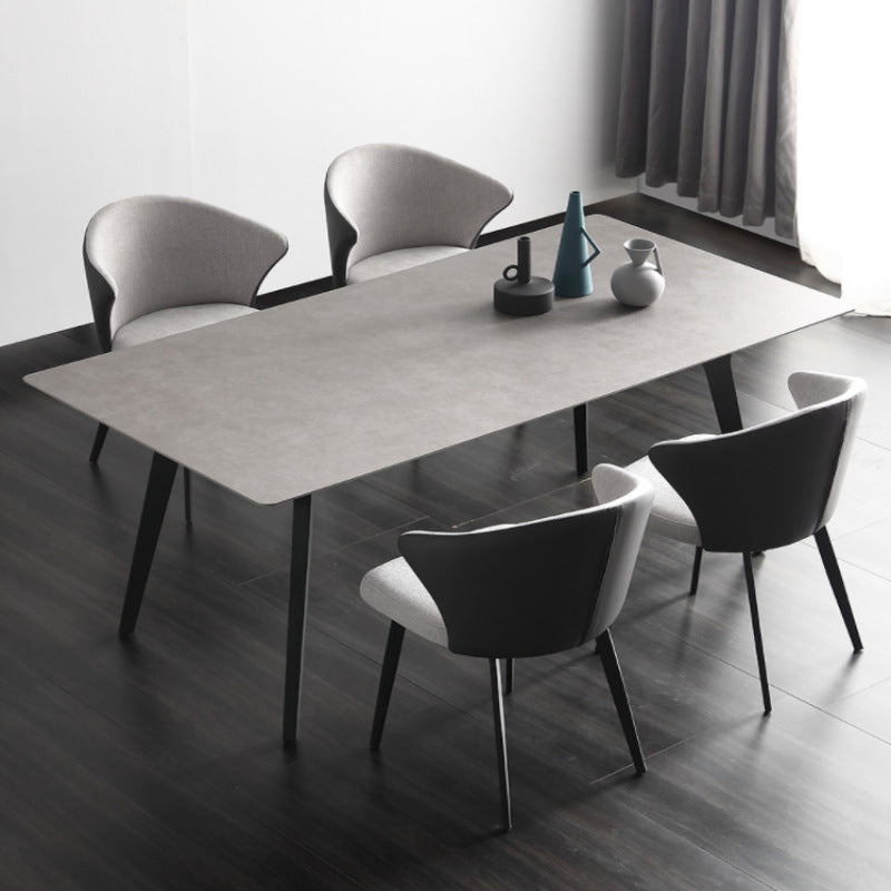 Gray Stone Top Table Rectangle Modern Dining Table with 4 Legs 51.2"L x 27.6"W x 29.5"H Without Chairs Clearhalo 'Dining Tables & Seating' 'Dining Tables' 'dining_table' 'furn' 'furn_dining_table' 'Furniture' 'Kitchen & Dining Furniture' 5580124