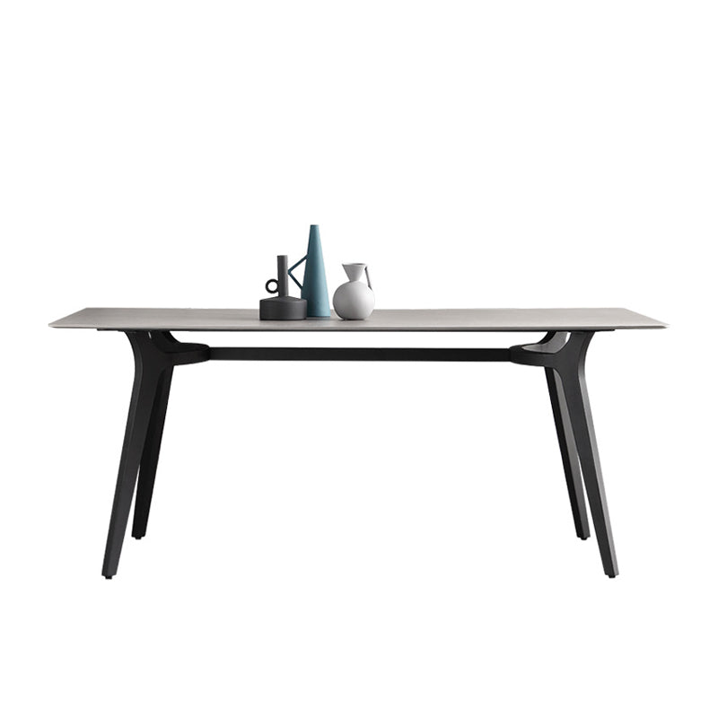 Gray Stone Top Table Rectangle Modern Dining Table with 4 Legs Without Chairs Clearhalo 'Dining Tables & Seating' 'Dining Tables' 'dining_table' 'furn' 'furn_dining_table' 'Furniture' 'Kitchen & Dining Furniture' 5580127