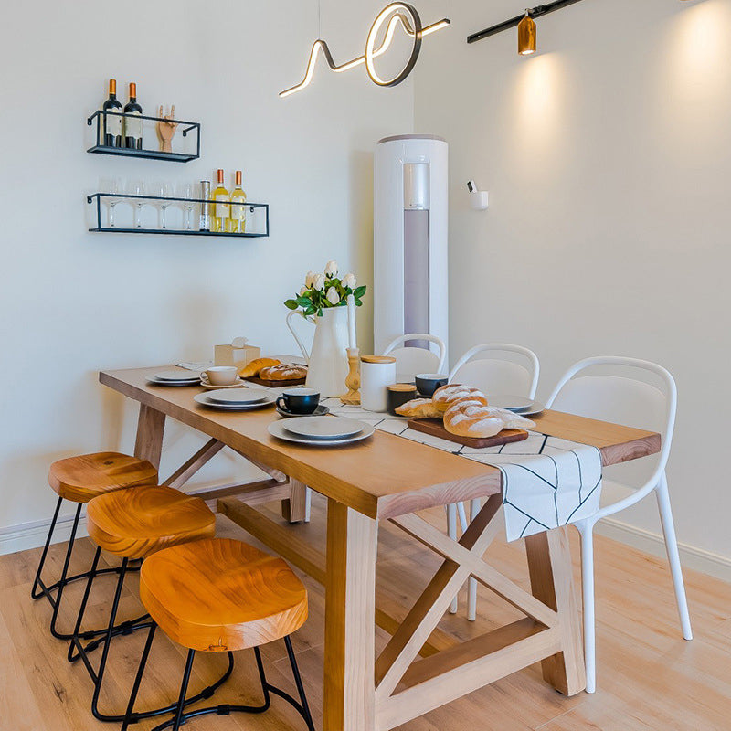 Modern Pine Wood Dining Table Rectangular Trestle Dining Table for Home Use